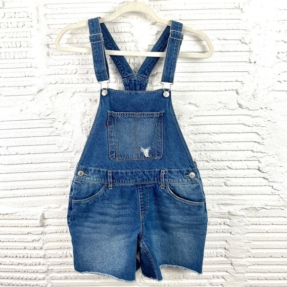 Levi's Denim Distressed Shortall Kids Size 16 - Picture 1 of 14
